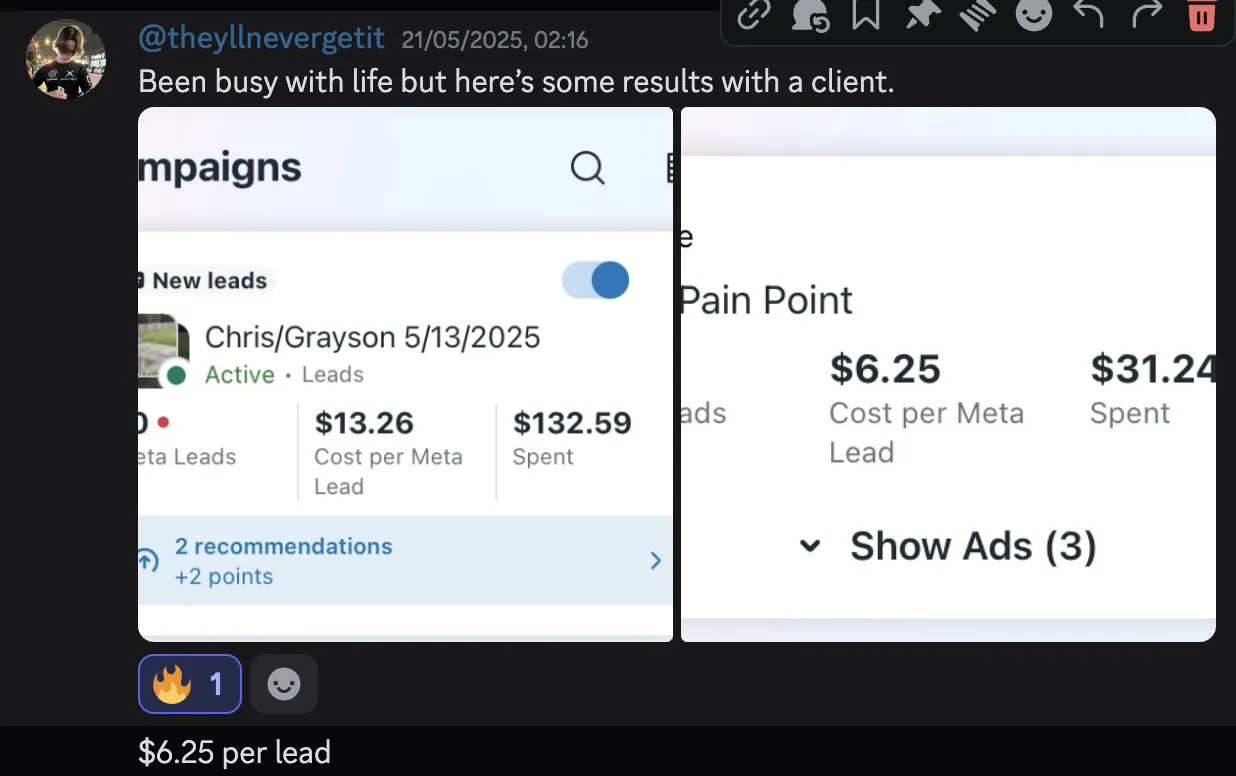 @theyllnevergetit — $6.25 per lead for client