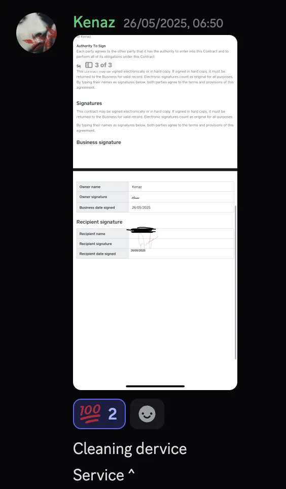 Kenaz — cleaning service contract signed