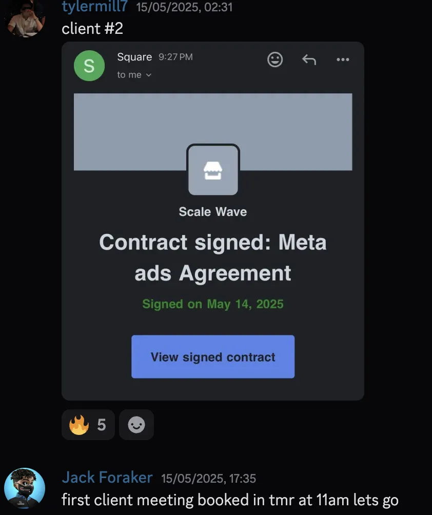 tylermill — client #2 Scale Wave Meta ads agreement signed