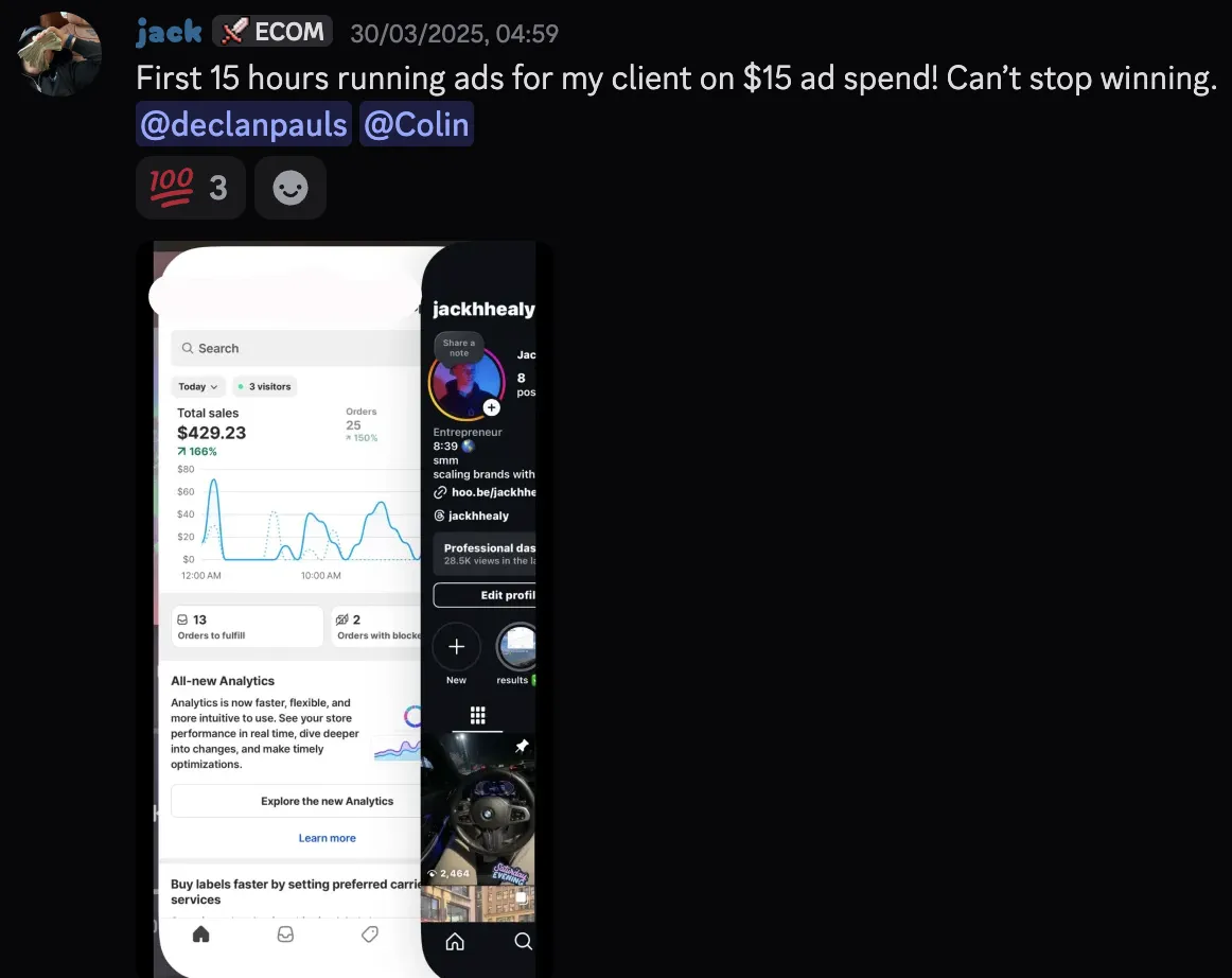 Jack — $429 in first 15 hours of ads on $15 ad spend