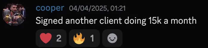 cooper — signed another client doing 15k a month