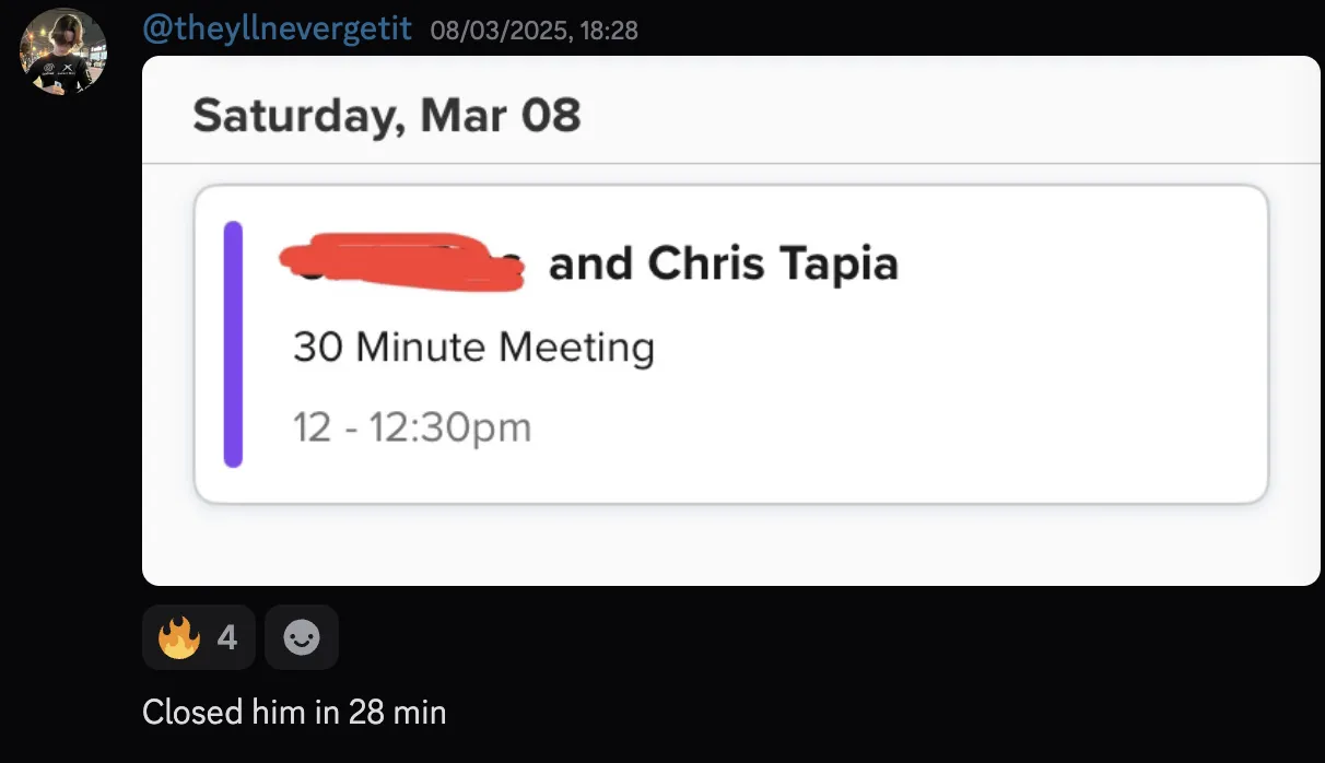 @theyllnevergetit — closed him in 28 minutes