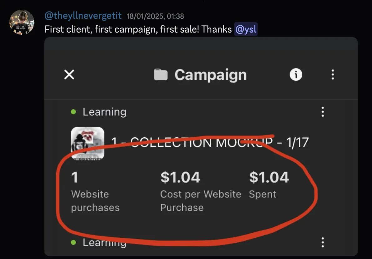 @theyllnevergetit — first client, first campaign, first sale