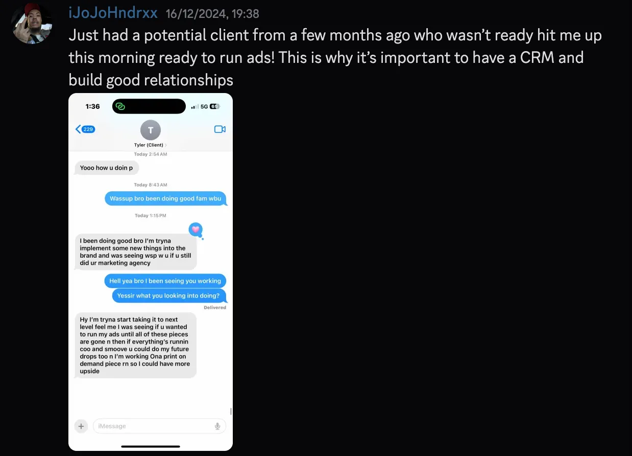 iJoJoHndrxx — potential client from months ago came back ready to run ads