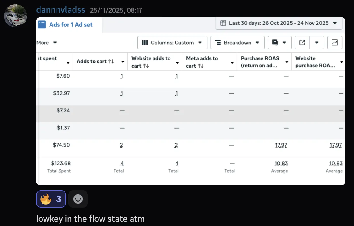dannnvladss — 10.83 ROAS on ads