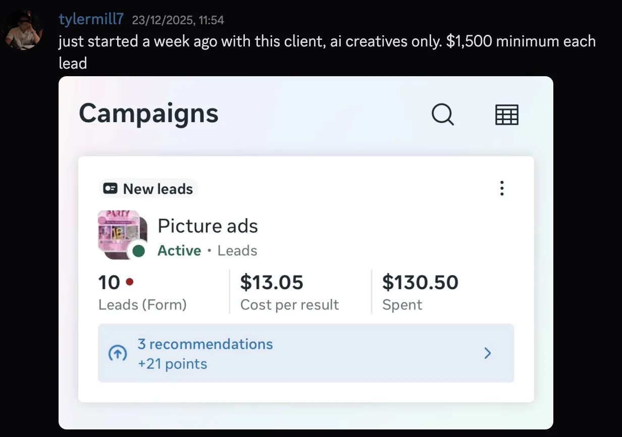 tylermill7 — $1,500 minimum each lead with AI creatives