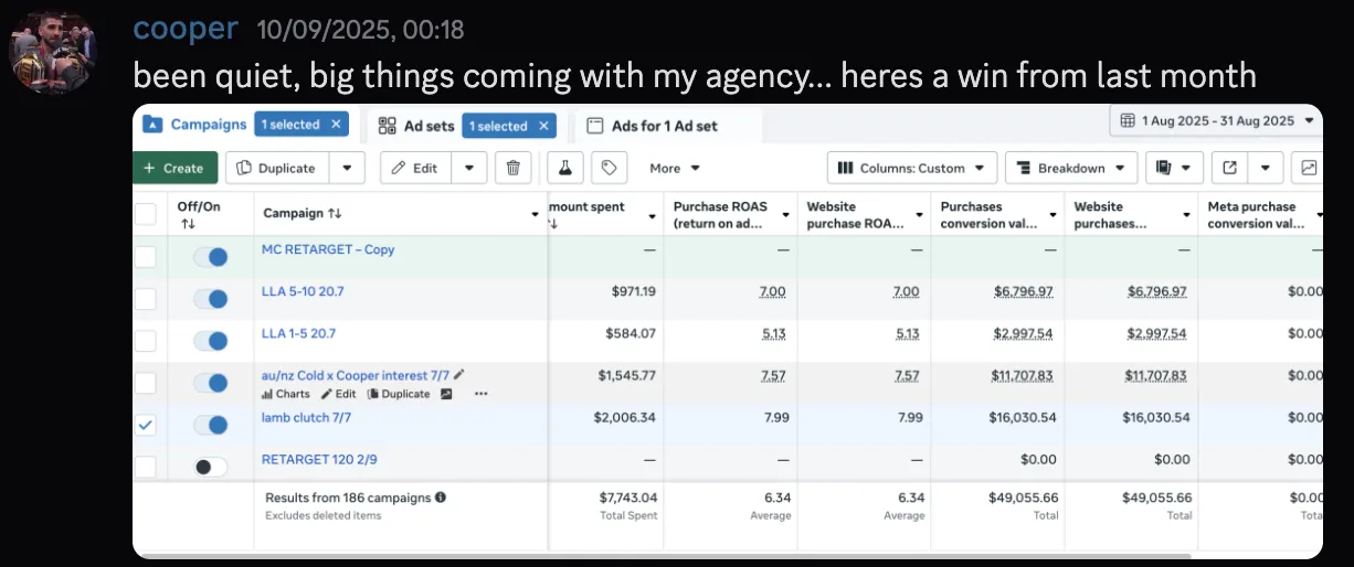 cooper — $49k month win with agency