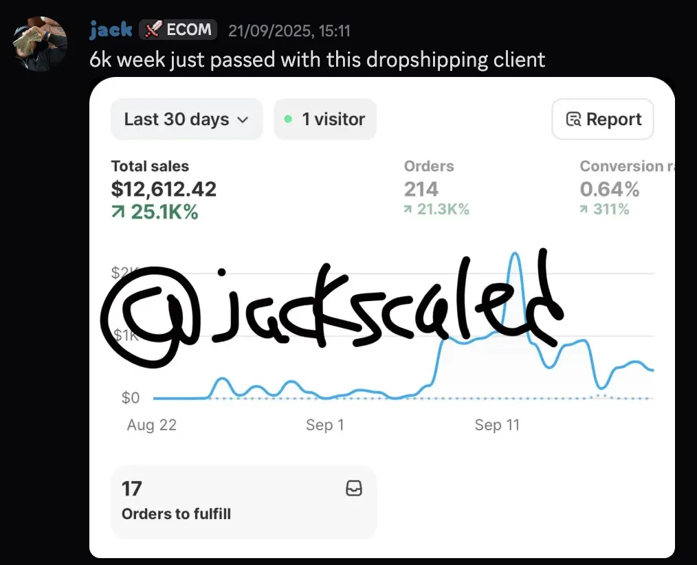 Jack — $6k week with dropshipping client