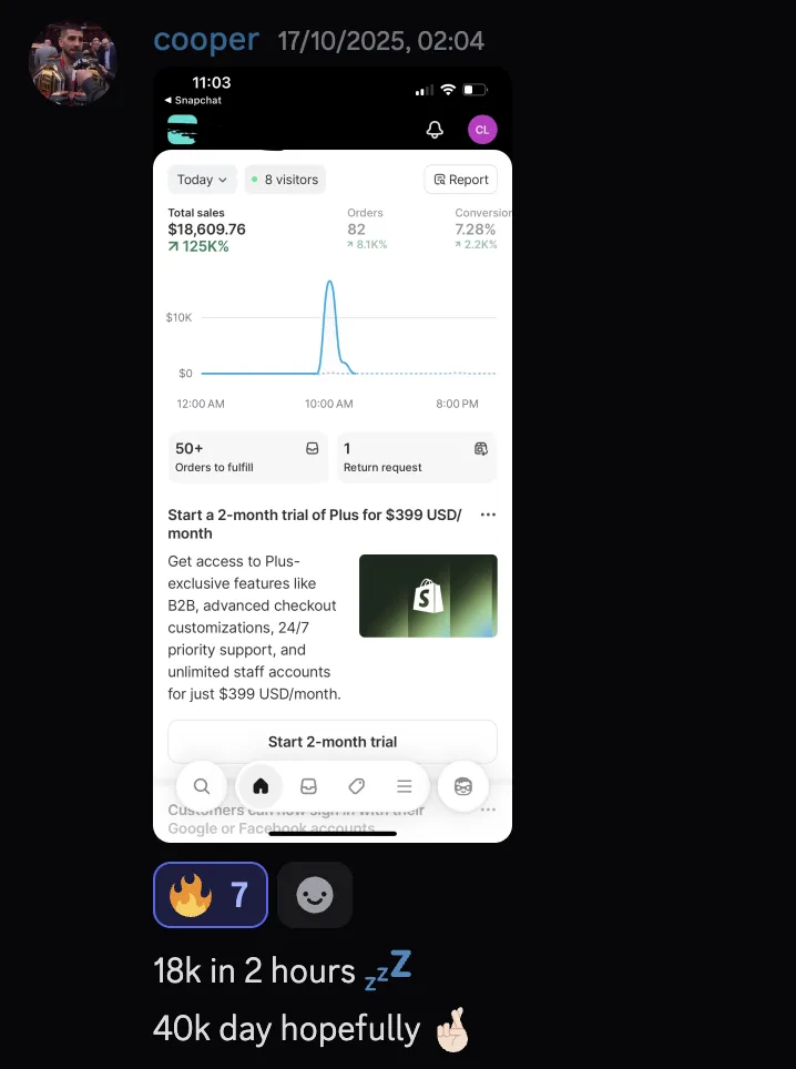 cooper — $18k in 2 hours