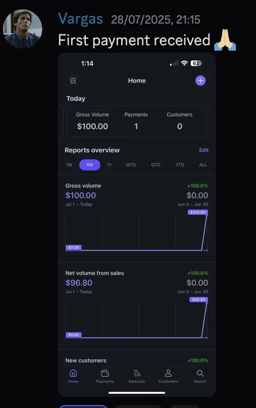 Vargas — first payment received