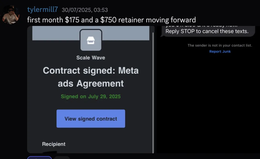 tylermill7 — first month $175 + $750 retainer moving forward