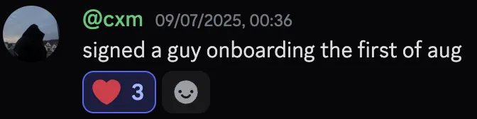 cxm — signed a guy onboarding August 1st