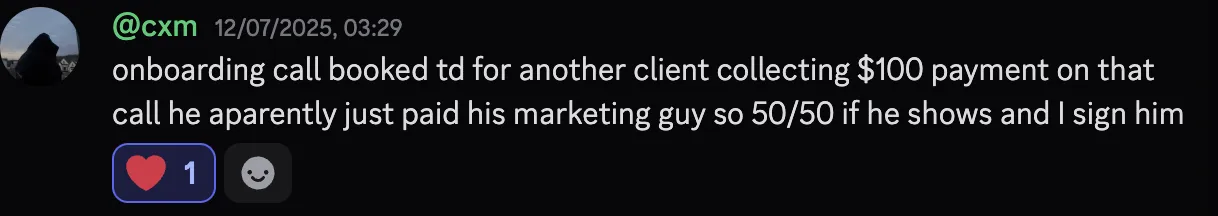 cxm — onboarding call booked, $100 payment