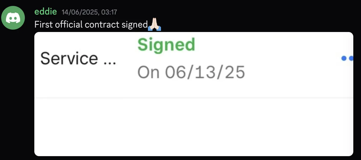 eddie — first official contract signed